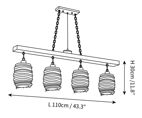 ثريا غرفة الطعام Industrial Rattan — رسومات الأبعاد 2