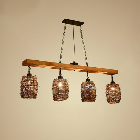 Industrial Rattan Dining Room Chandelier – detail 16