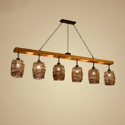 Industrial Rattan Dining Room Chandelier – detail 17