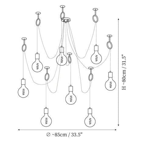 Industrial Spider Chandelier — Dimension drawings 3