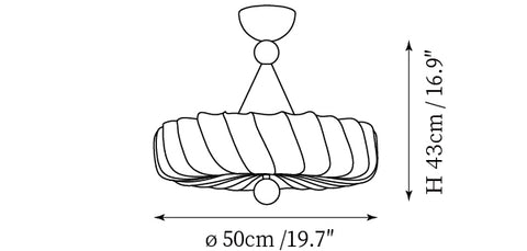 Model C: ∅ 19,7″ x H 16,9″ / Dia 50cm x H 43cm
