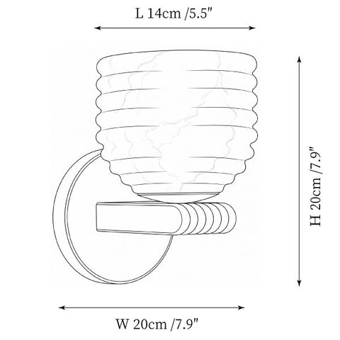 Aplique de pared Kavren de alabastro — Planos de dimensiones 1