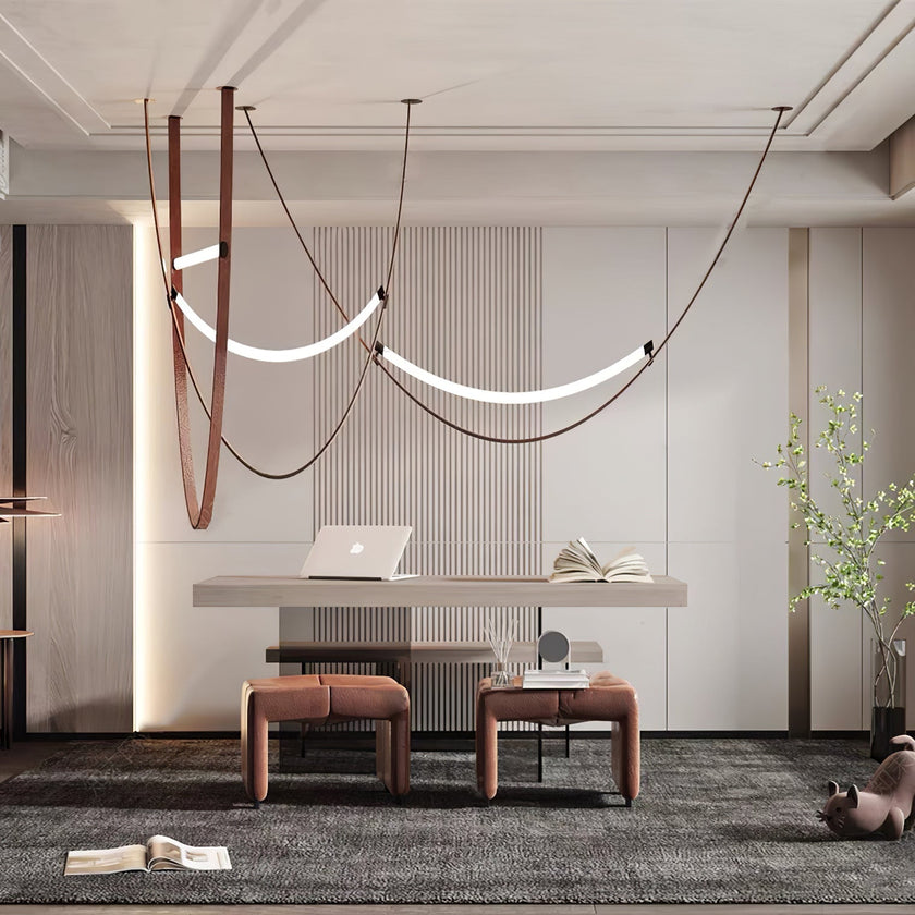 Leather Arc Loop Pendant Light