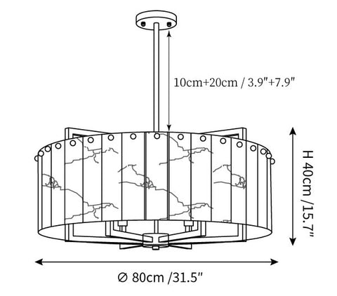 8 heads Size: ∅ 31.5″ x H 15.7 / ″Dia 80cm x H 40cm