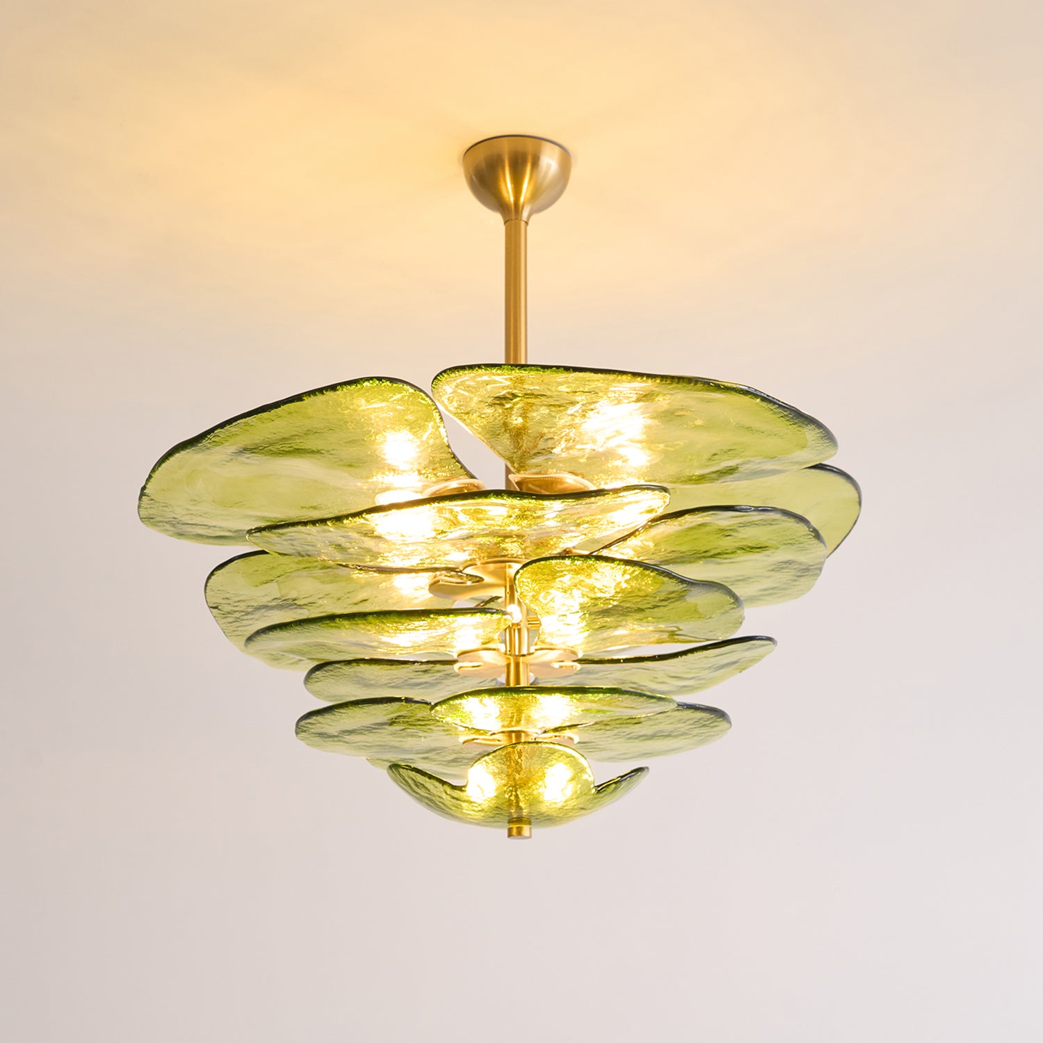ユダライトランプ イエローとグリーンフラワー　ミハエルネグリン Lilypad Glass Chandelier – Mooijane