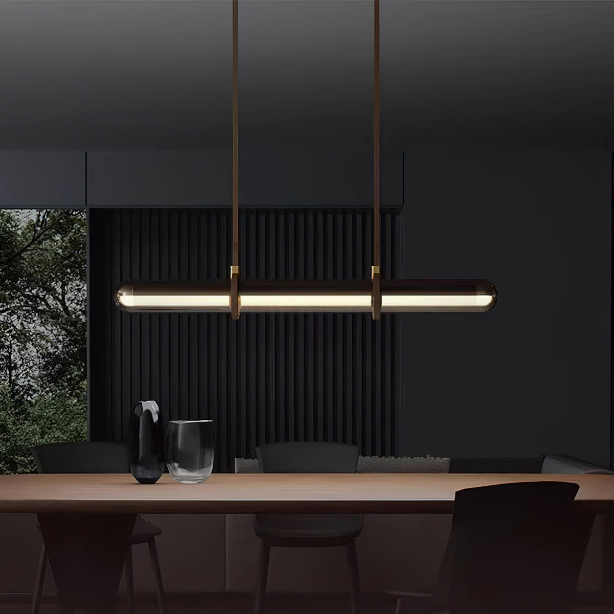 Long Glass Leather Pendant Light – detail 2