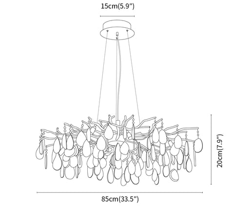 Model A 8 heads: ∅ 33.5″ x H 7.9″