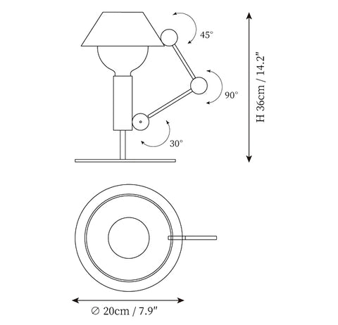 MR. Light Table Lamp — Dimension drawings 1
