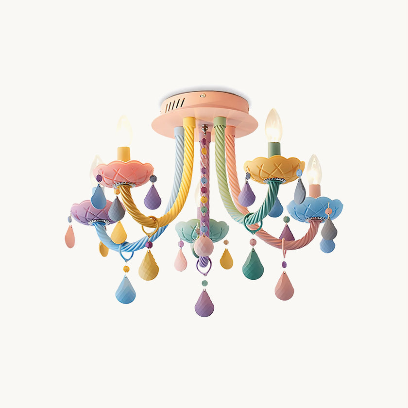 Macaron Candelabra Crystal Ceiling Lamp