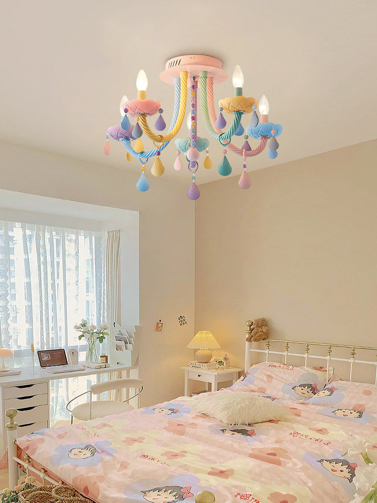 Macaron Candelabra Crystal Ceiling Lamp