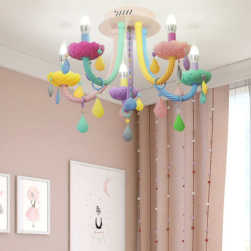 Macaron Candelabra Crystal Ceiling Lamp