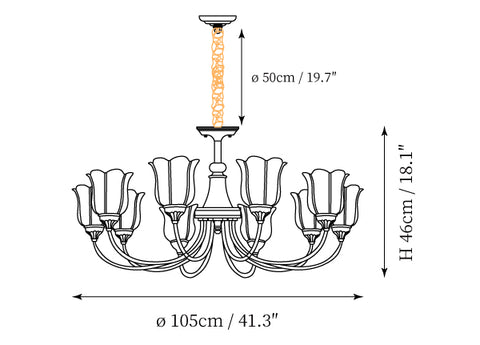 Lustre Floral Mid-Century — Plans de dimensions 1