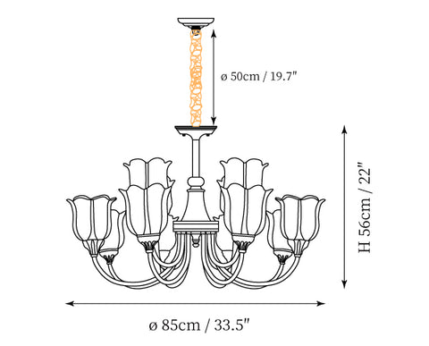 Lustre Floral Mid-Century — Plans de dimensions 2