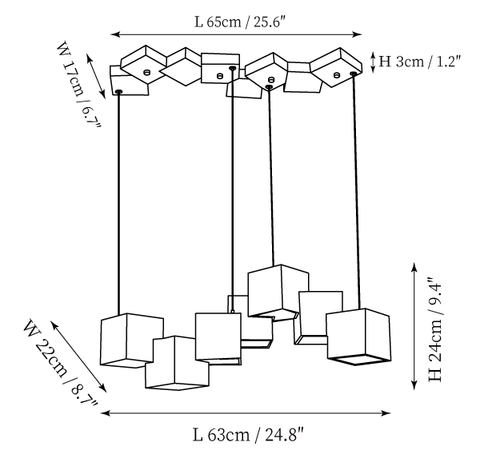 Araña Mobile Rubik's Cube — Planos de dimensiones 1
