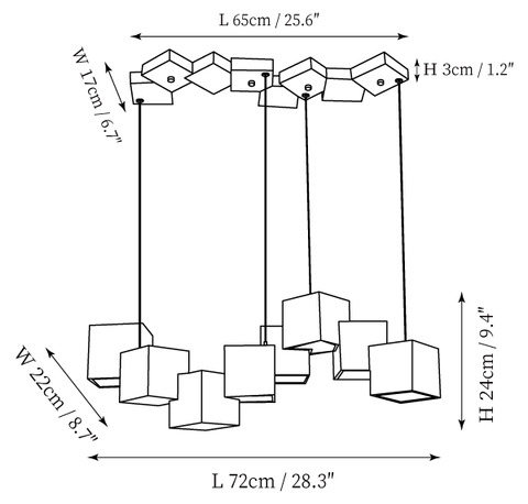 Araña Mobile Rubik's Cube — Planos de dimensiones 2