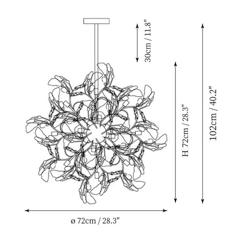 Candeeiro de Cristal de Ágata Moderno — Dimension drawings 2