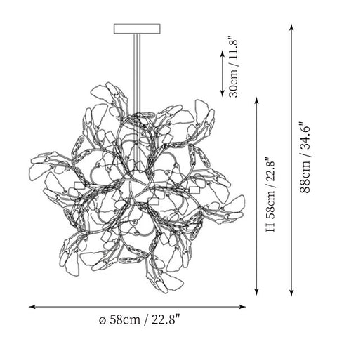 Candeeiro de Cristal de Ágata Moderno — Dimension drawings 1