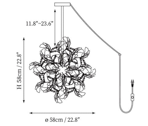 Araña Moderna de Ágata Enchufable — Planos de dimensiones 1