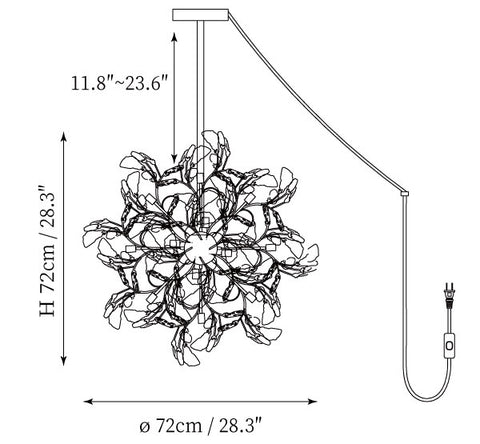 Araña Moderna de Ágata Enchufable — Planos de dimensiones 2