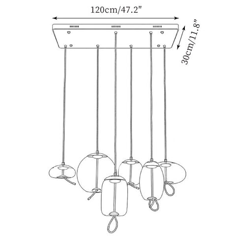 Modern Geblasen Glas-Pendelleuchten — Maßzeichnungen 3