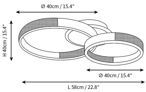 Modern Double Ring Ceiling Lamp — Dimension drawings 1