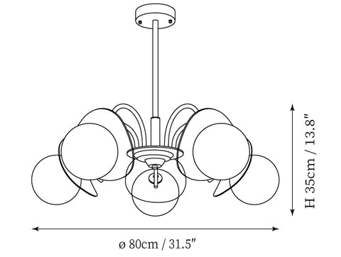 Molecular Spherical Glass Chandelier — Dimension drawings 1
