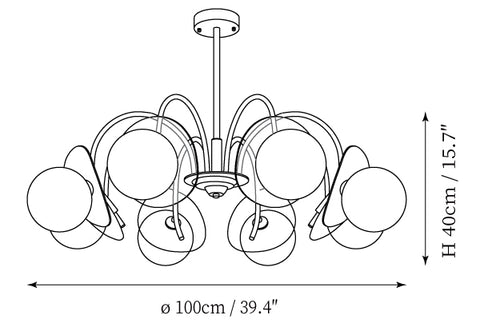 Molecular Spherical Glass Chandelier — Dimension drawings 2