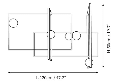Mondrian Rectangular Chandelier — Dimension drawings 1