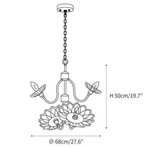 4 testine: ∅ 27,6″ x H 19,7″ / Dia 68cm x H 50cm