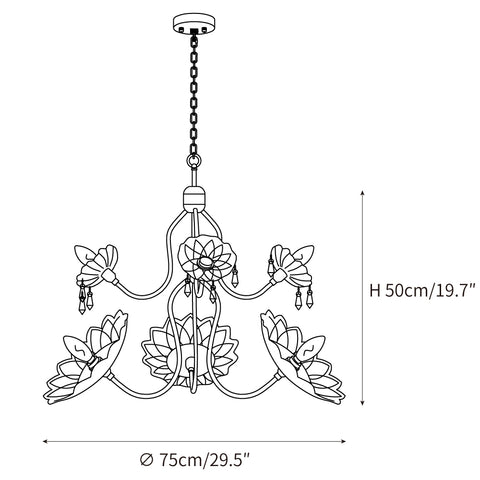 6 testine: ∅ 29,5″ x H 19,7″ / Dia 75cm x H 50cm