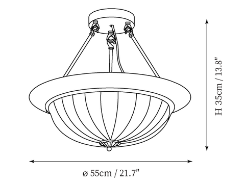 ∅ 21,7″ x H 13,8″ / Dia 55cm x H 37cm