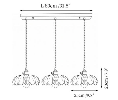Lampada a Sospensione Retro Petal — Disegni dimensionali 1
