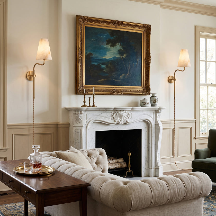 Bonny Plug-In Alabaster Wall Sconce