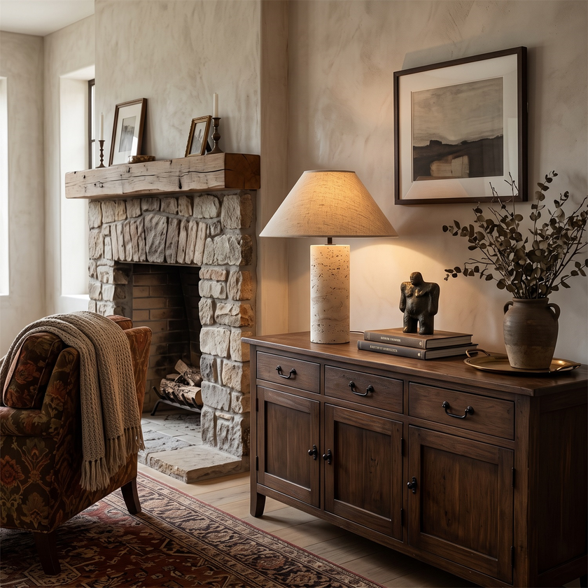 Cline Travertine Table Lamp