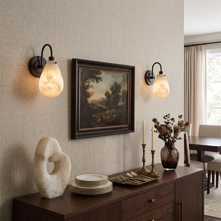 Aplique de pared Elowen en alabastro