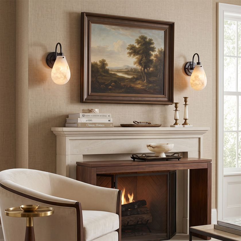 Aplique de pared Elowen en alabastro