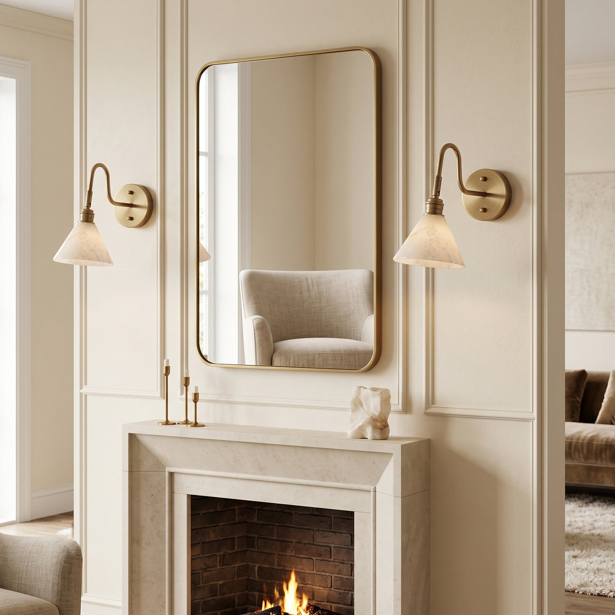 Oberon Alabaster Wall Sconce – detail 2