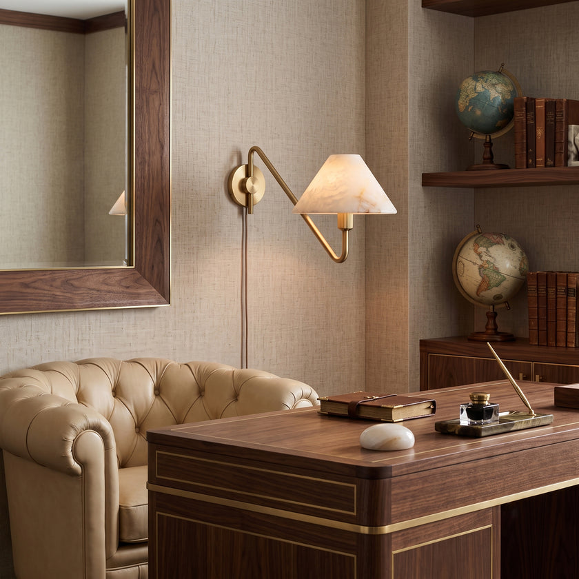 Valmere Plug-In Alabaster Wall Sconce