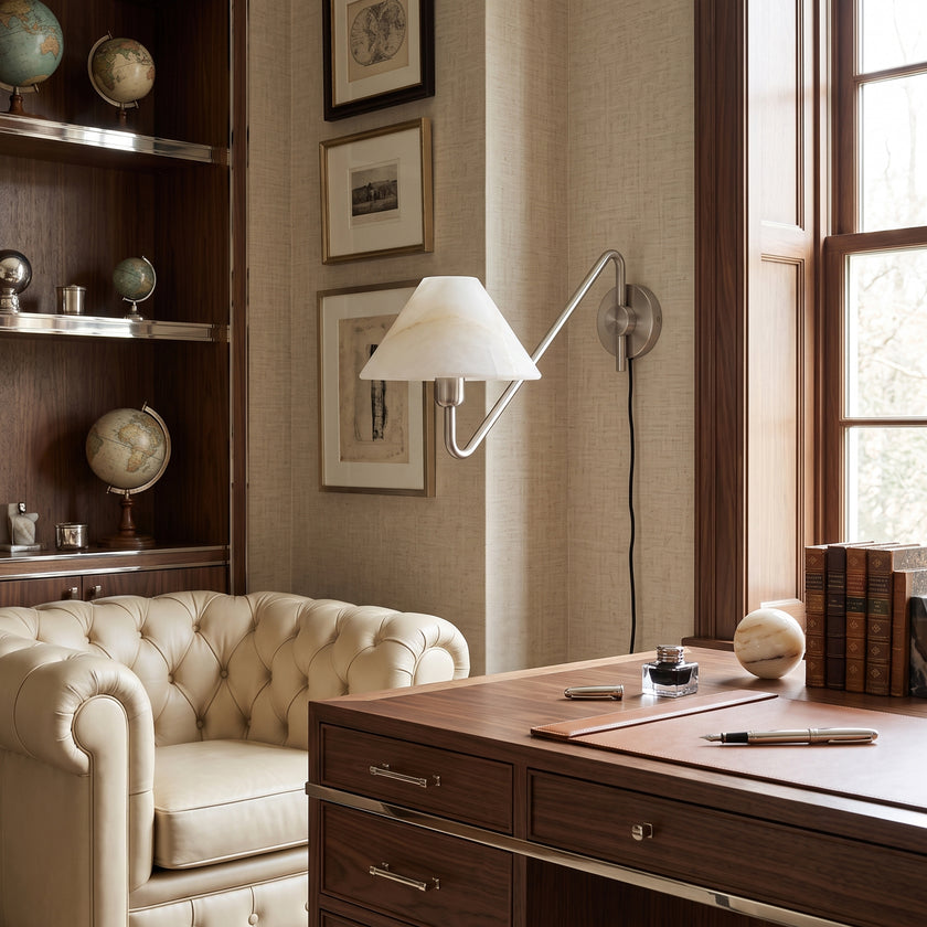 Valmere Plug-In Alabaster Wall Sconce