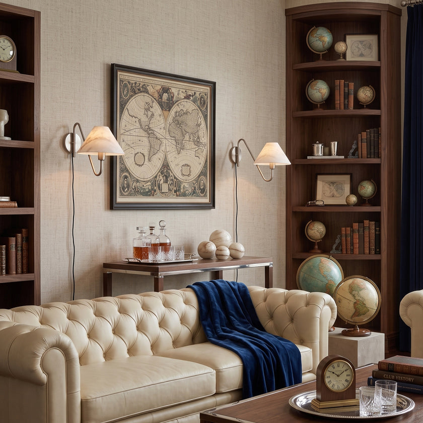Valmere Plug-In Alabaster Wall Sconce