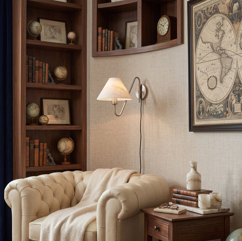 Valmere Plug-In Alabaster Wall Sconce