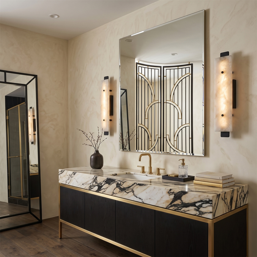 Aplique de pared Wythe en alabastro