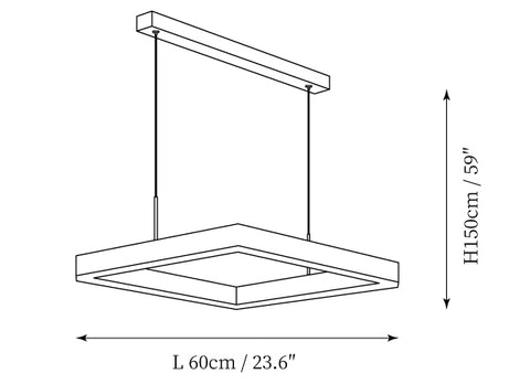 Candeeiro Quadrado Multi-camadas — Desenhos técnicos 1