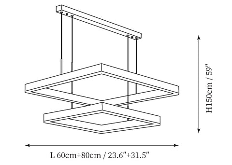 Candeeiro Quadrado Multi-camadas — Desenhos técnicos 2