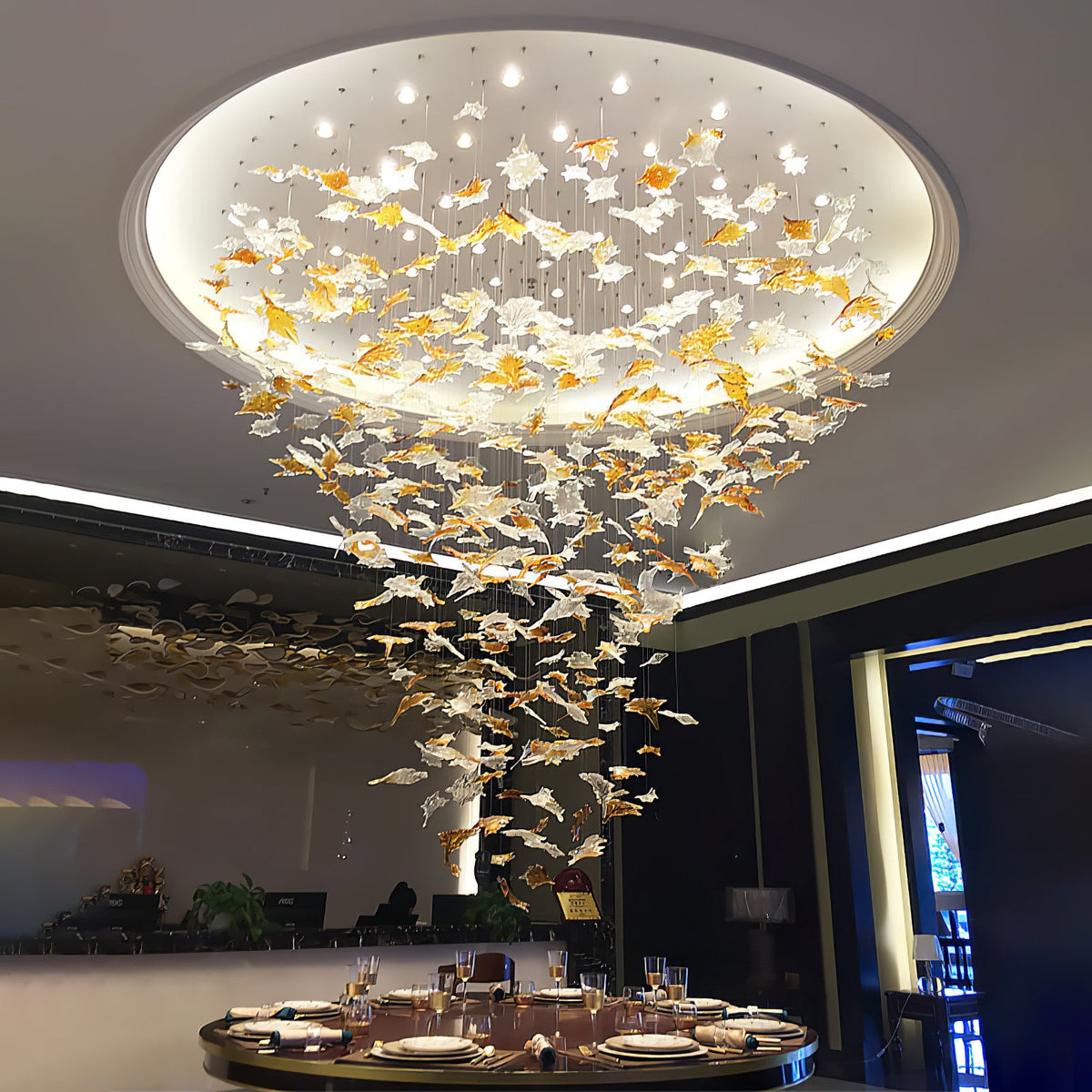Multicolor Crystal Maple Leaf Chandelier – detail 2