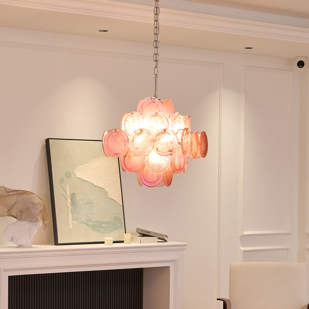 Portofino Pink Disc Chandelier – detail 2