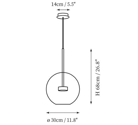 مصباح Murlamp Bubble المعلق — رسومات الأبعاد 1