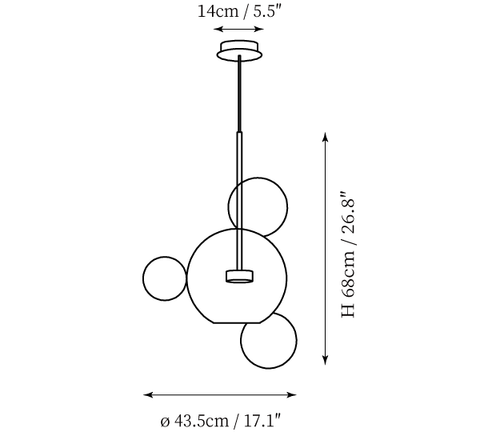 مصباح Murlamp Bubble المعلق — رسومات الأبعاد 2