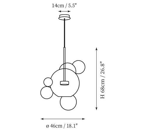 مصباح Murlamp Bubble المعلق — رسومات الأبعاد 3