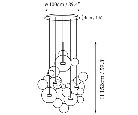 مصباح Murlamp Bubble المعلق — رسومات الأبعاد 6